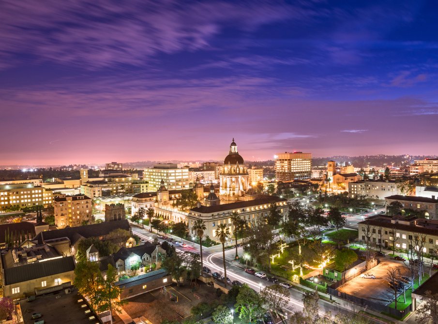 sunset skyline aerial