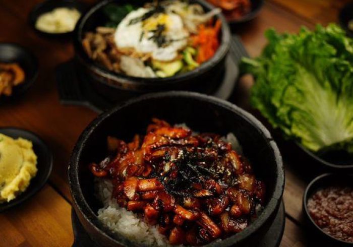 Korean BBQ ready to be served from Chris’ Korean BBQ in Pasadena, CA.