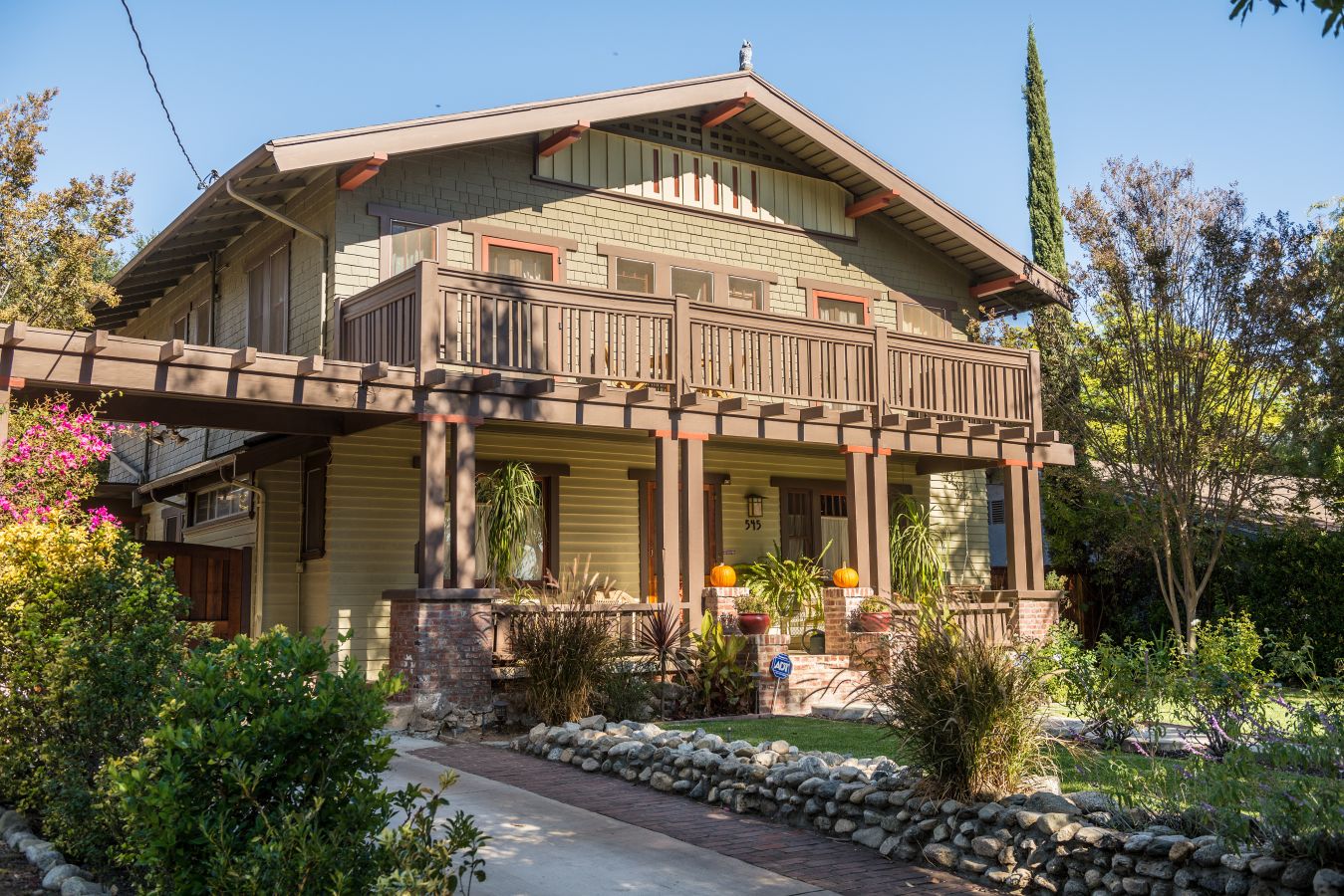 Exterior of a Craftsman Home with a front porch and second floor balcony