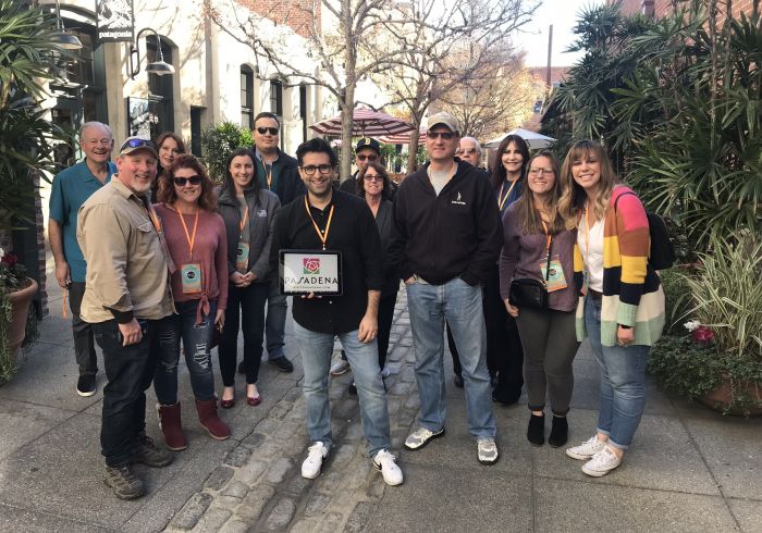 Group enjoying My Valley Pass Film Tour at One Colorado in Pasadena California.